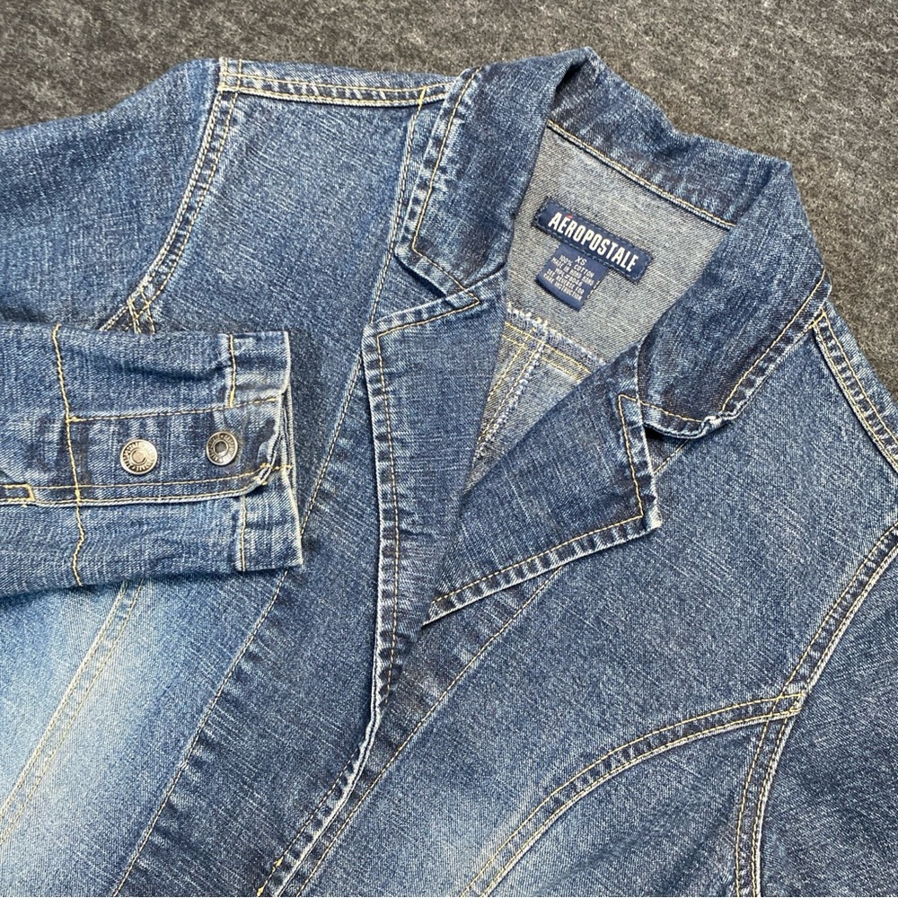 VTG Y2K Aeropostale Fitted Denim Jacket Women’s Size XS Dark Wash Princess Seam